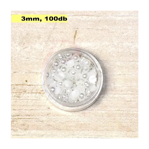 Kunststoff-Halbkugelperle, weiß (3mm, 100 Stück)