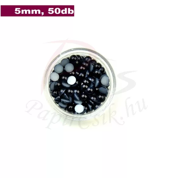 Kunststoff-Halbkugelperle, schwarz (5mm, 50 Stück)