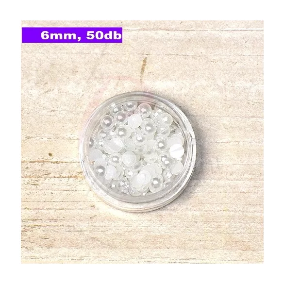 Kunststoff-Halbkugelperle, weiß (6mm, 50 Stück)