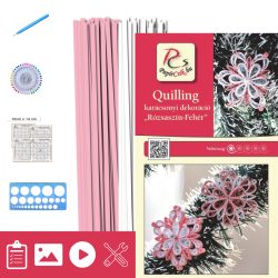   Rosa-Weiß - Quilling Muster (200 Stück Streifen, Beschreibung, Werkzeuge)