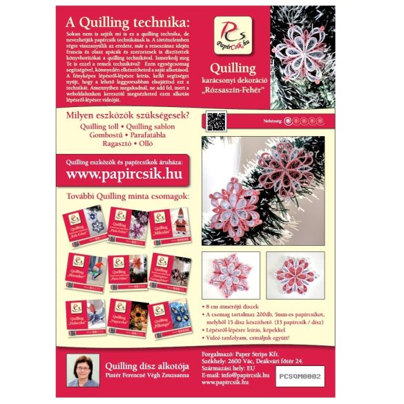 Rosa-Weiß - Quilling Muster (200 Stück Streifen und Beschreibung mit Bilder)
