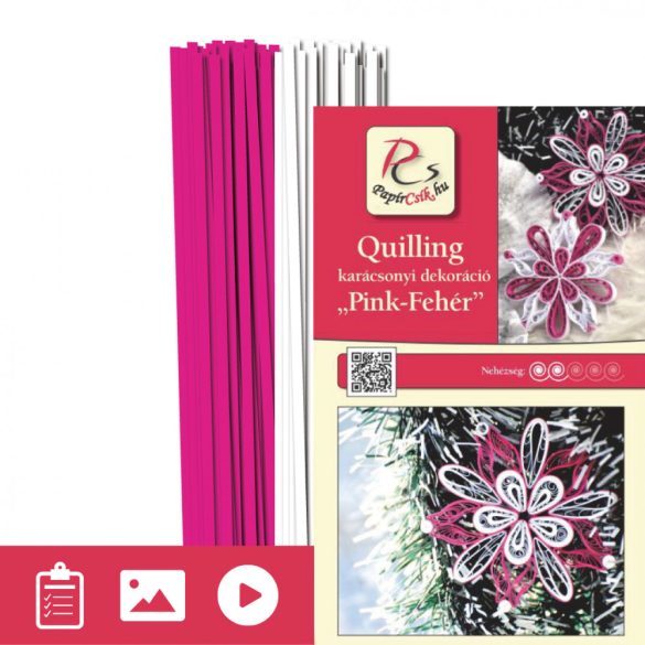 Pink-Weiß - Quilling Muster (200 Stück Streifen und Beschreibung mit Bilder)