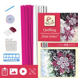   Pink-Weiß - Quilling Muster (200 Stück Streifen, Beschreibung, Werkzeuge)