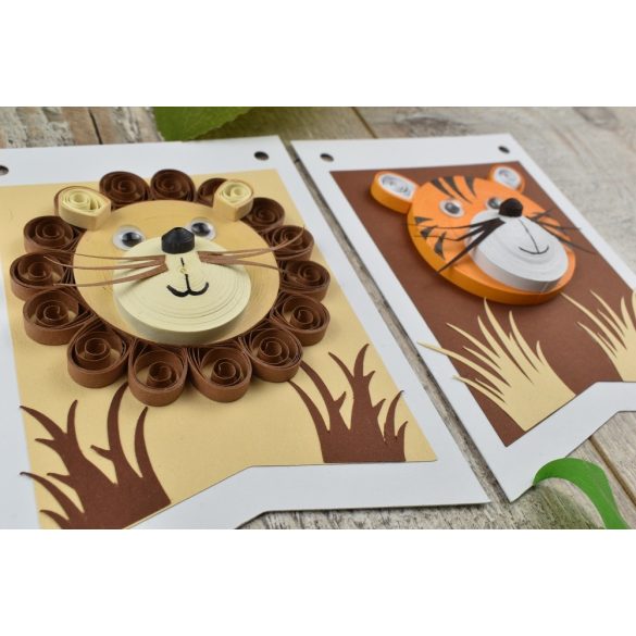 Löwe und Tiger - Quilling Muster (230 Stück Streifen, Beschreibung, Werkzeuge)