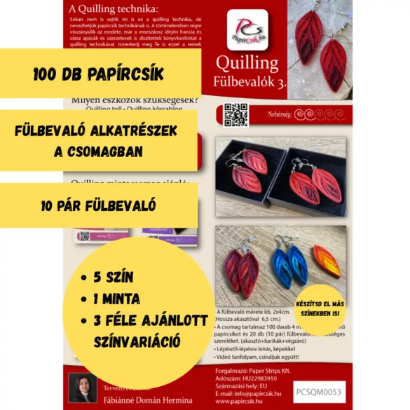 Ohrringe 2 – Quilling-Muster (80 Streifen, Ohrringteile 20 Stück/10 Paar,  Beschreibung)