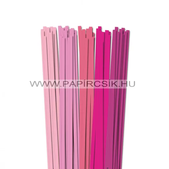 Rózsaszín árnyalatok, 7mm-es quilling papírcsík (5x20, 49cm)