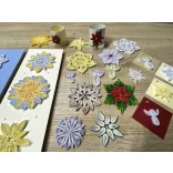 Quilling 1x1 - Karácsony - TANFOLYAM és KEZDŐCSOMAG (ESZKÖZÖK NÉLKÜL) 11 féle mintával Angyalka, Csillag, Hópehely
