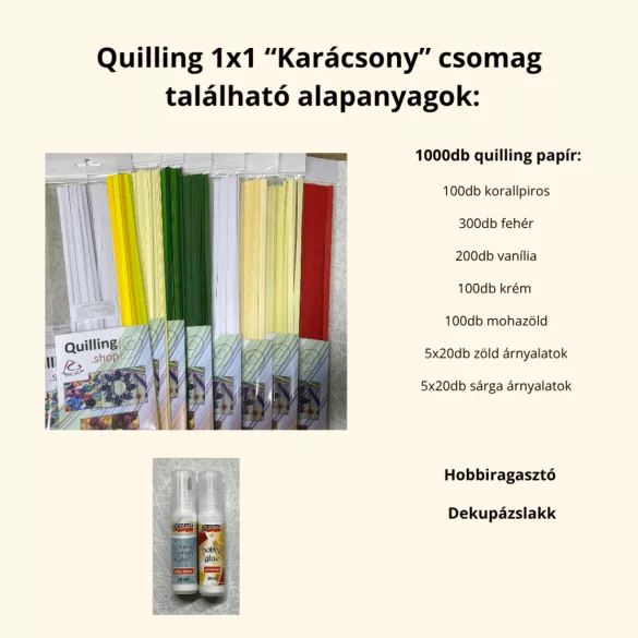 Quilling 1x1 - Karácsony - TANFOLYAM és KEZDŐCSOMAG 11 féle mintával (Alapanyagokkal és eszközökkel!) Angyalka, Csillag, Hópehely