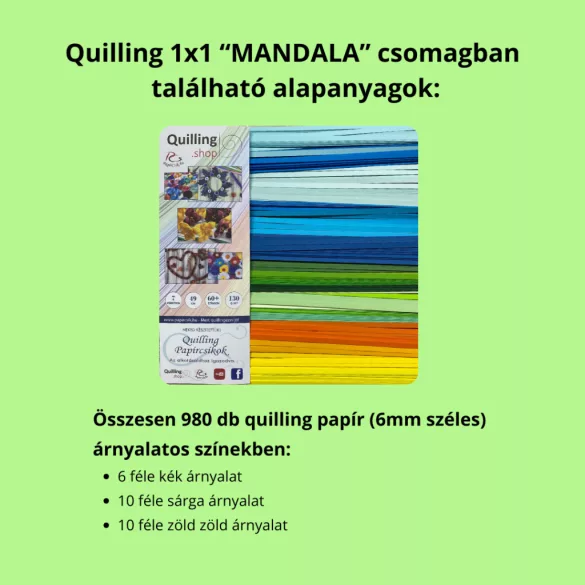 Quilling 1x1 - Relax Mandala - Tanfolyam Alapanyagokkal - XL csomag extra kiegészítőkkel, alapanyagokkal