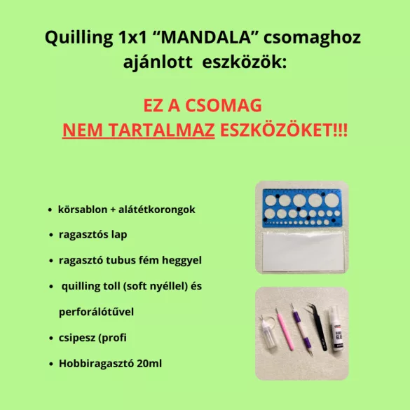 Quilling 1x1 - Relax Mandala - Tanfolyam Alapanyagokkal - XL csomag extra kiegészítőkkel, alapanyagokkal