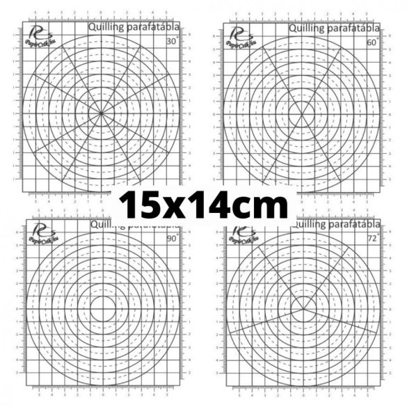 Quilling Schablonen Papier – 30, 60, 72 und 90 Grad Aufteilung (4 Stück, 15 x 14 cm)